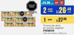 Makro Trozos de atún en aceite vegetal PRIMOR Pack de 6 latas x 140g oferta