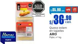 Makro Queso edam en tajadas ARO Pqte. x 1 kg oferta