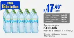 Makro Agua sin gas SAN LUIS Pack de 15 botellas x 750ml oferta