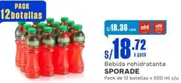 Makro Bebida rehidratante SPORADE Pack de 12 botellas x 500ml oferta
