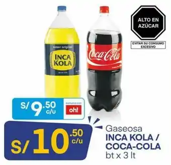 Mass Gaseosa Inca Kola/Coca-Cola 3lt oferta