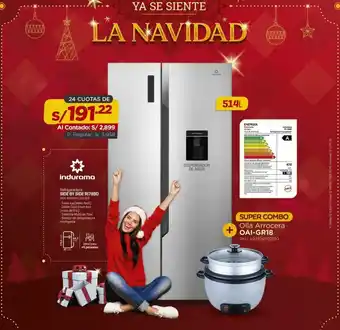 Carsa Indurama Refrigeradora Side by Side RI789D + Olla Arrocera Oai-GR18 oferta