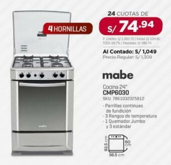 Carsa Mabe Cocina 24 CMP6030 oferta