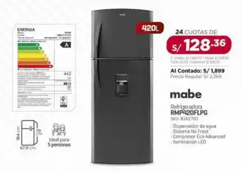 Carsa Mabe Refrigeradora RMP420FLPG oferta