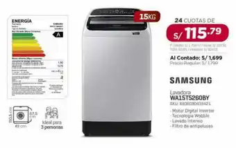 Carsa Samsung Lavadora WA15T5260BY oferta