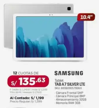 Carsa Samsung Tablet TAB A7 Silver LTE oferta