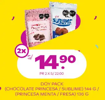 Tambo Chocolate Princesa/Sublime 144g | Princesa Menta/Fresa 136g Doy Pack oferta