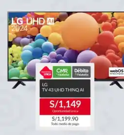 Sodimac LG TV 43 UHD THINQ AI oferta