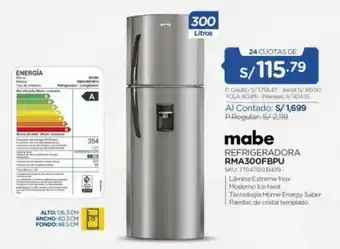 El Gallo Más Gallo Mabe Refrigeradora RMA300FBPU oferta