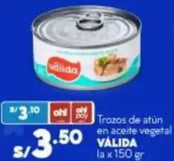 Mass VÁLIDA Trazos de atún en aceite vegetal oferta