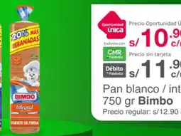Tottus BIMBO Pan Blanco/ Integral oferta