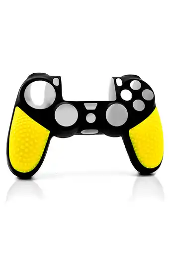 Tiendas EFE Funda silicona + 2 thumb mando ps4 negro amarillo oferta