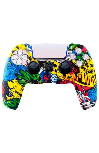 Tiendas EFE Funda silicona + 2 thumb mando ps5 diseño de grafiti oferta