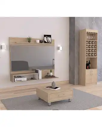 Tiendas EFE Panel tv 55 + bar kava + mesa de centro tuhome - rovere / blanco oferta