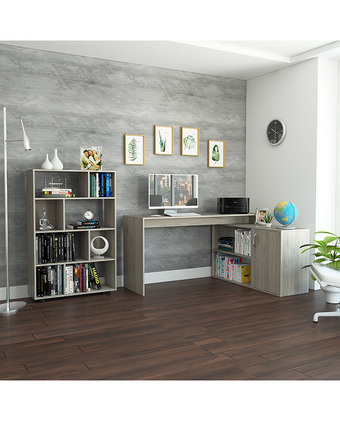 Tiendas EFE Combo office 8 tuhome escritorio + biblioteca - ceniza oferta