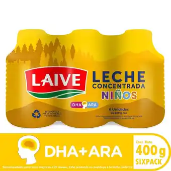 Tottus Six pack leche concentrada niños laive botella x 400 g oferta