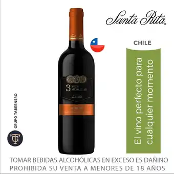 Tottus Vino santa rita 3 medallas carmenere oferta
