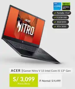 ACER Gamer Nitro V 15 Intel Core I5 13° Gen