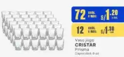 Makro CRISTAR prisma vaso jugo oferta