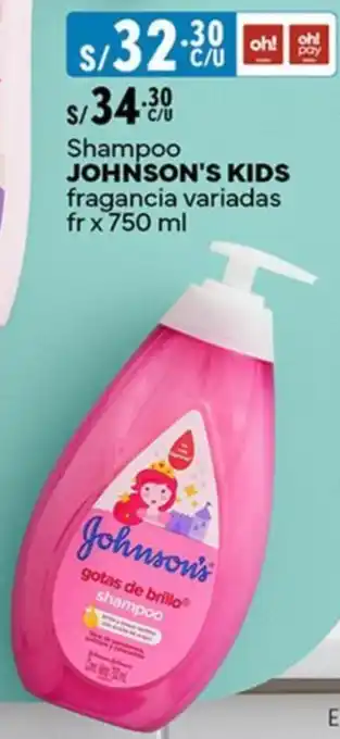 Plaza Vea JOHNSON'S KIDS shampoo oferta