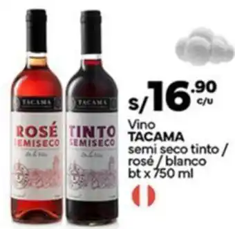 Plaza Vea Vino TACAMA semi seco tinto/ rosé/blanco oferta