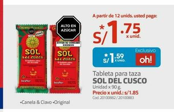 Makro Tableta para taza sol del cusco oferta