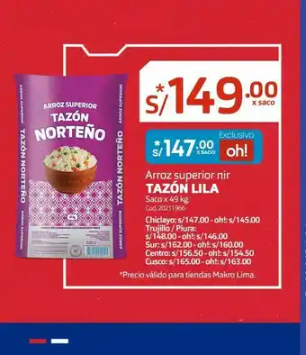 Makro Arroz superior nir tazon lila oferta