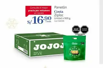 Makro Panetón costa ziploc unidad x 900 g oferta