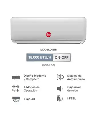 Tiendas EFE Aire acondicionado rheem 18,000 on-off frío oferta