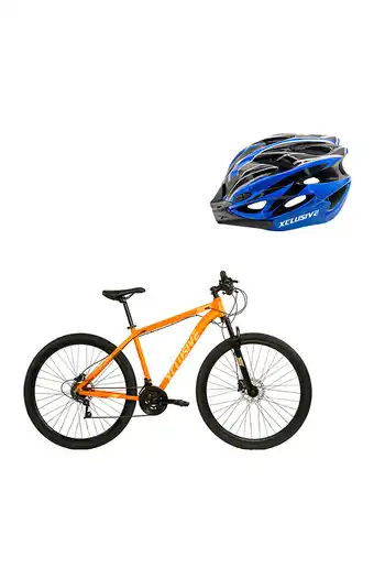 Tiendas EFE Bicicleta aluminio xclusive aro 29" nn freno disco hidráulico + casco azul l oferta