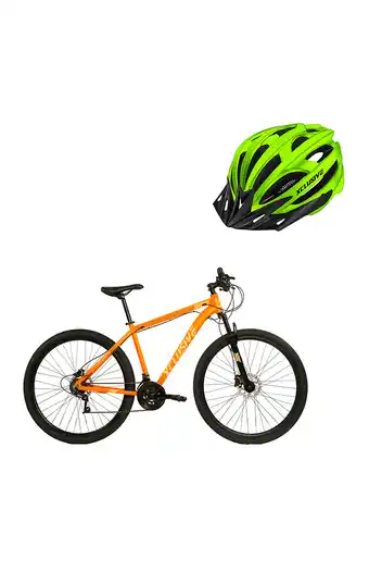 Tiendas EFE Bicicleta aluminio xclusive aro 29" nn freno disco hidráulico + casco verde c/l oferta