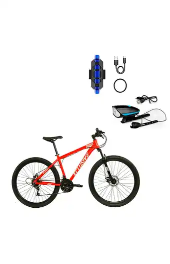 Tiendas EFE Bicicleta aluminio xclusive aro 27" rg f. disco hidráulico + kit de luces delanteras celeste y traseras azul oferta