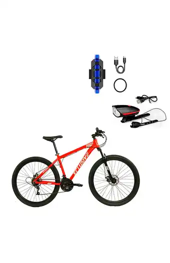 Tiendas EFE Bicicleta aluminio xclusive aro 27" rg f. disco hidráulico + kit de luces delanteras rojo y traseras azul oferta