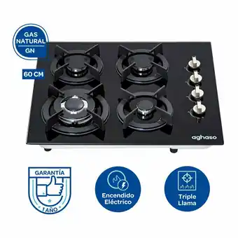Tottus Encimera 4h aghaso vidrio 60cm gn oferta