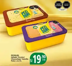 Mayorsa PEZIDURI Helado Tricolor / Chocochips / Vainilla Pote x 2.2 It. oferta