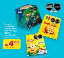 Tambo Panetón Todinnito 85 gr/ Costa Minion 80 gr/ Costa jurassic 80 gr oferta