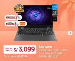 Lenovo Laptop LOQ Intel Core i5 12va Gen. 8GB RAM 512GB SSD 15.6"