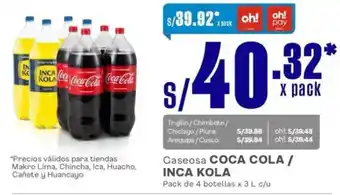 Makro Coca cola / inca kola gaseosa oferta