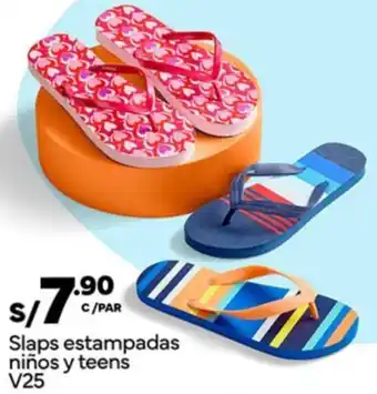 Plaza Vea Slaps estampadas niños y teens V25 oferta