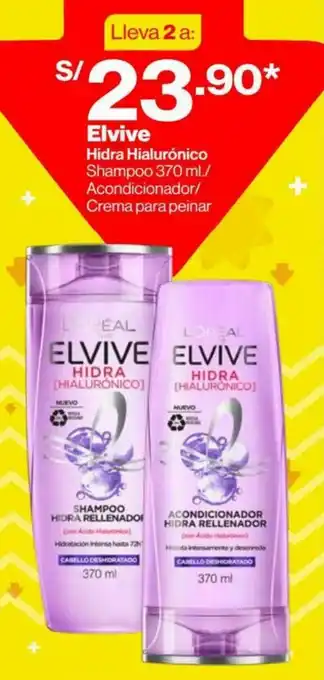 InkaFarma Elvive Hidra Hialurónico Shampoo/Acondicionador/Crema 370ml oferta