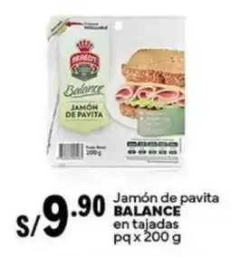 Plaza Vea Jamón de pavita BALANCE en tajadas oferta