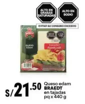 Plaza Vea Queso edam BRAEDT en tajadas oferta