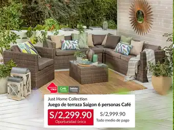 Sodimac Just Home Collection Juego de terraza Saigon 6 personas Café oferta