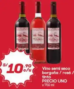 Hiperbodega Precio Uno Vino semi seco borgoña / rosé / tinto oferta