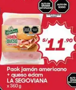 Hiperbodega Precio Uno La segoviana pack jamón americano + queso edam oferta