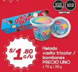 Hiperbodega Precio Uno Precio uno helado vasito tricolor / bombones oferta