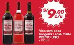 Hiperbodega Precio Uno Precio uno vino semi seco borgoña/rosé/tinto oferta