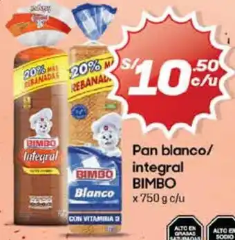 Hiperbodega Precio Uno Bimbo pan blanco/ integral oferta