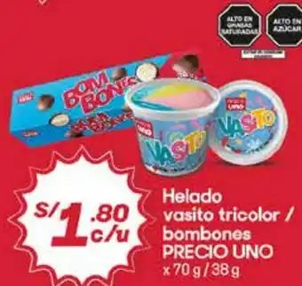 Hiperbodega Precio Uno Precio uno helado vasito tricolor / bombones oferta