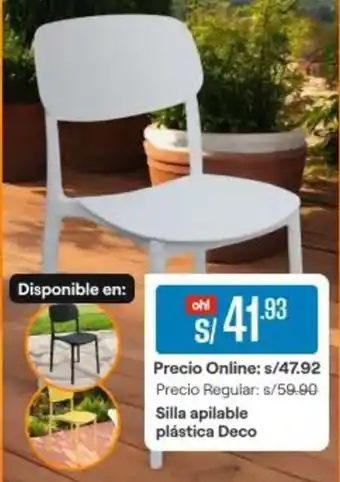 Promart Silla apilable plástica deco oferta